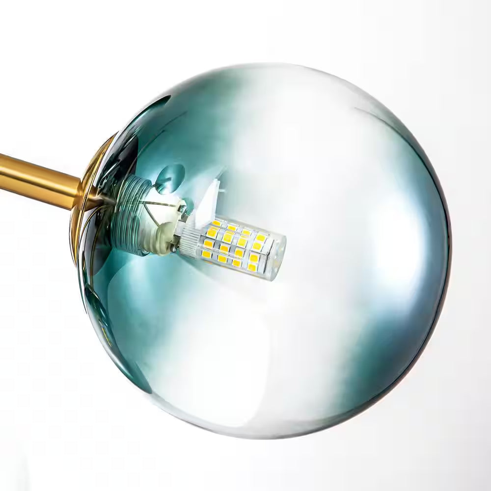 Julian 15-Light Brushed Gold Modern Glass Globe Bubble Chandelier