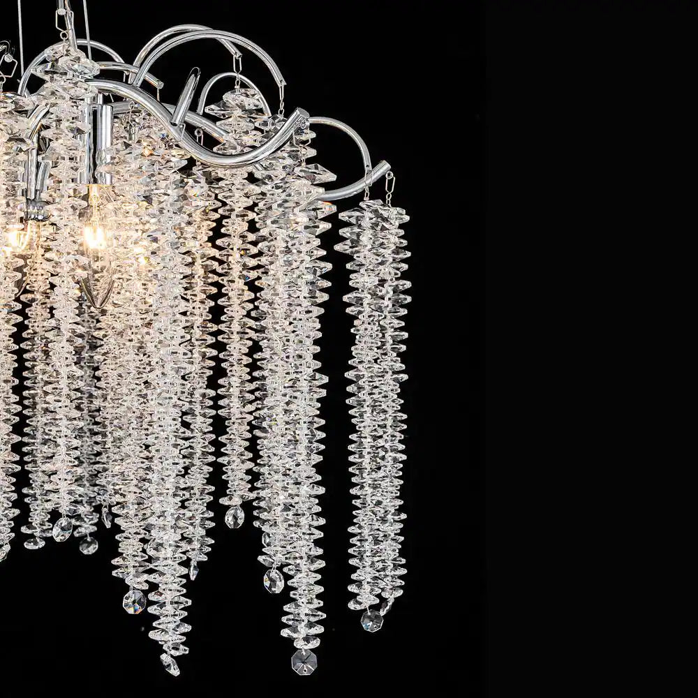 Theodora Modern Contemporary 6-Light Polished Chrome Chandelier with Hanging Crystal