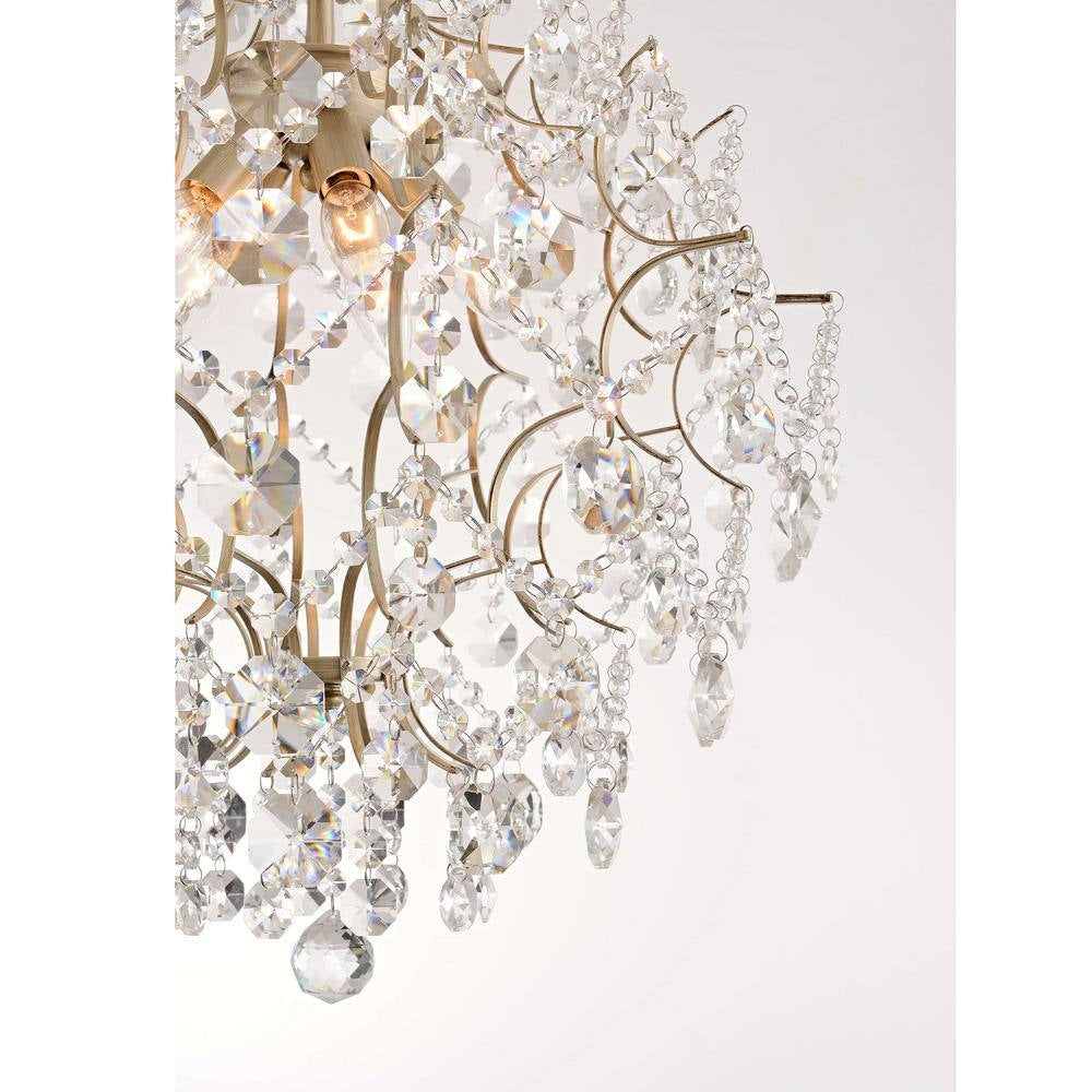 Daisy 20 In. in Diameter Brushed Silver-Ish Champagne 5-Light Larger Crystal Chandelier