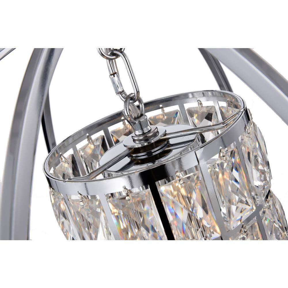 Orbit 3-Light Chrome Globe Orb Glam Chandelier with Crystal Lined Cylinder Shade