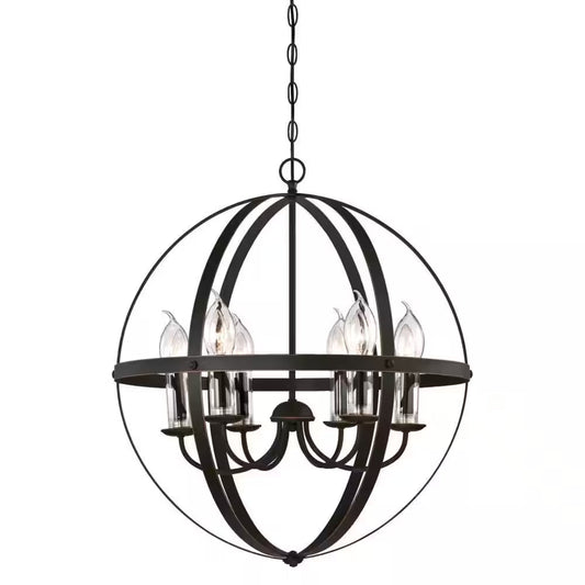 Stella Mira 6-Light Oil Rubbed Bronze with Highlights Outdoor Hanging Chandelier