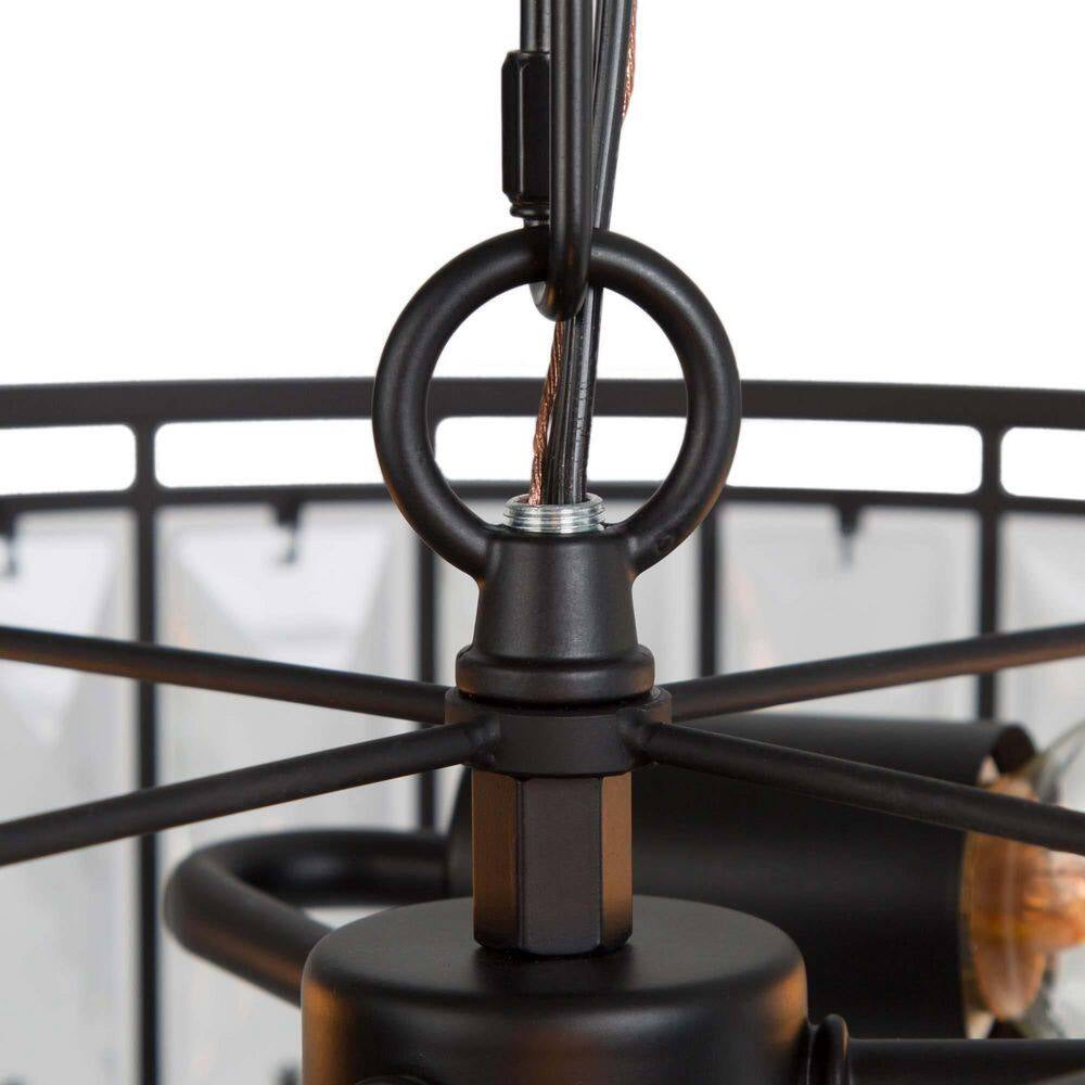 Cristallo 15.5 in 3-Light Modern Black Chandelier with Glam Crystal Shade Transitional Empire Dining Room Island Pendant