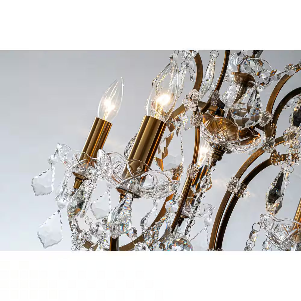 18 In. 5-Light Antique Gold Classic/Traditional Crystal Chandelier Glam Lighting Fixture