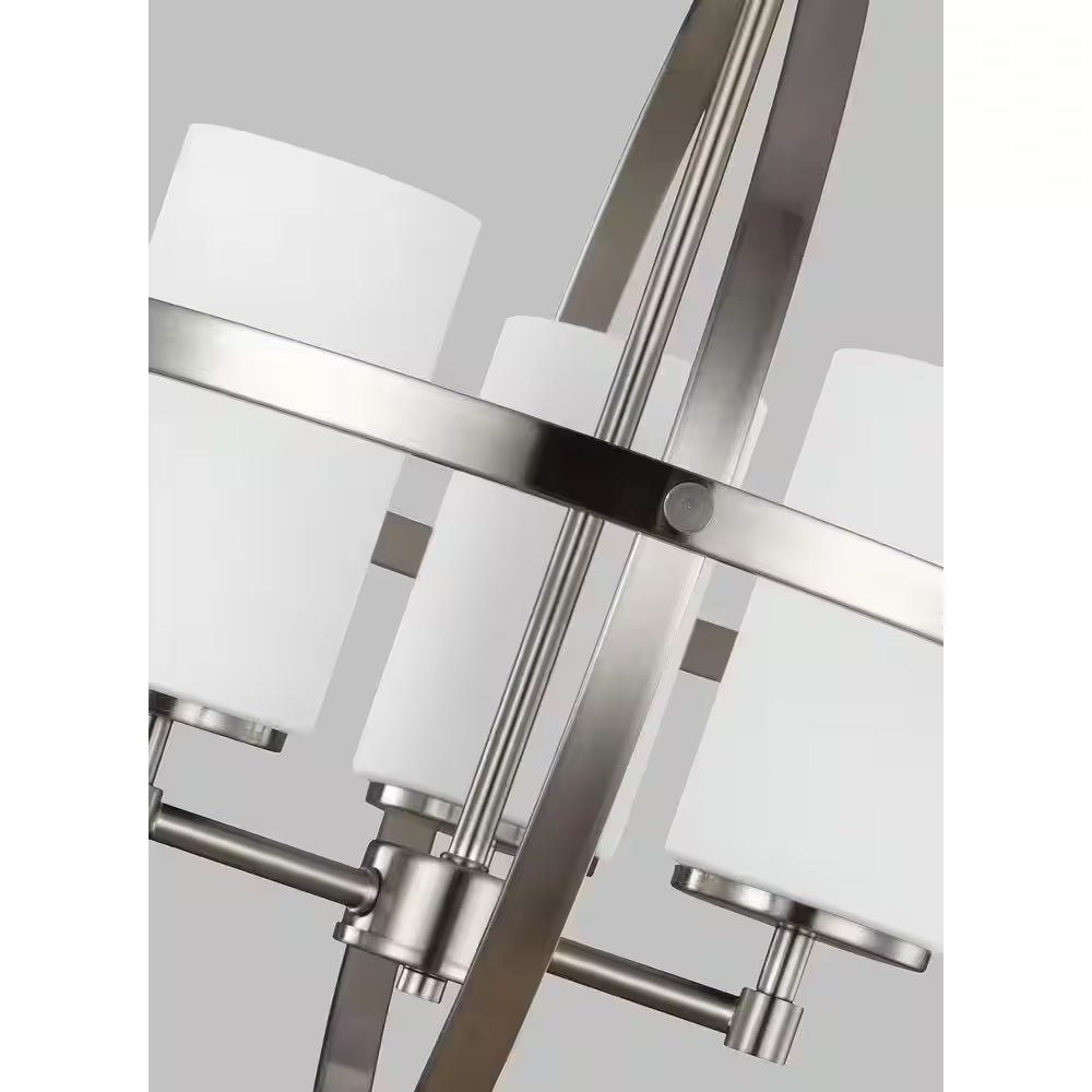Alturas 3-Light Brushed Nickel Modern Dining Room Hanging Globe Chandelier with Etched White Glass