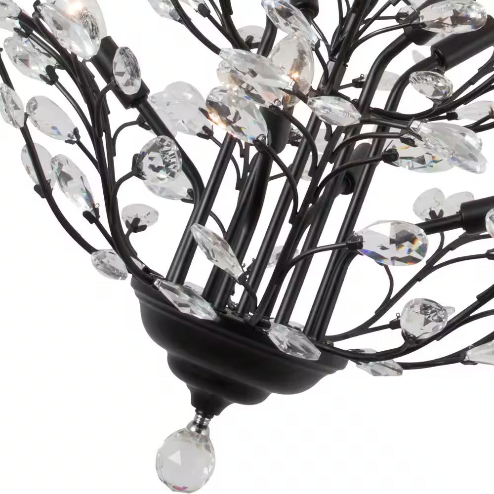8-Light Unique Black Traditional Chandelier with Modern Crystal Accents