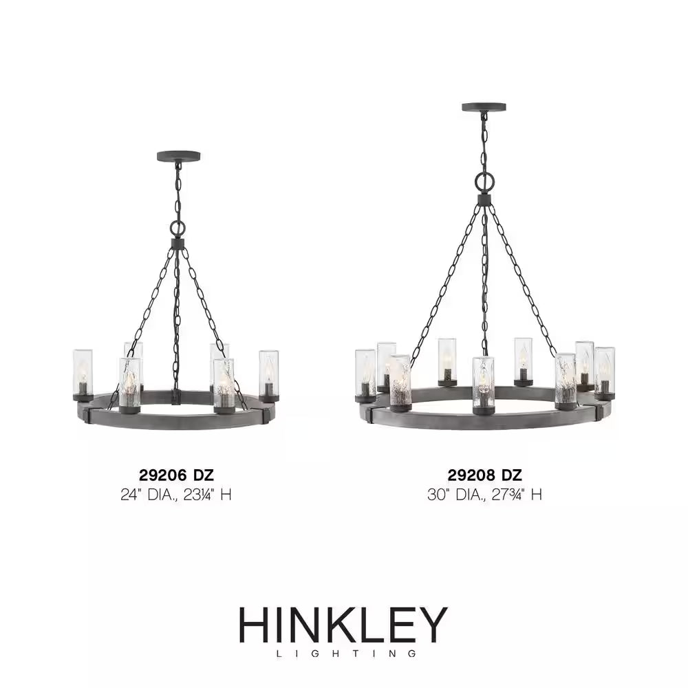 Sawyer Medium 6-Light Aged Zinc Outdoor Hanging Chandelier