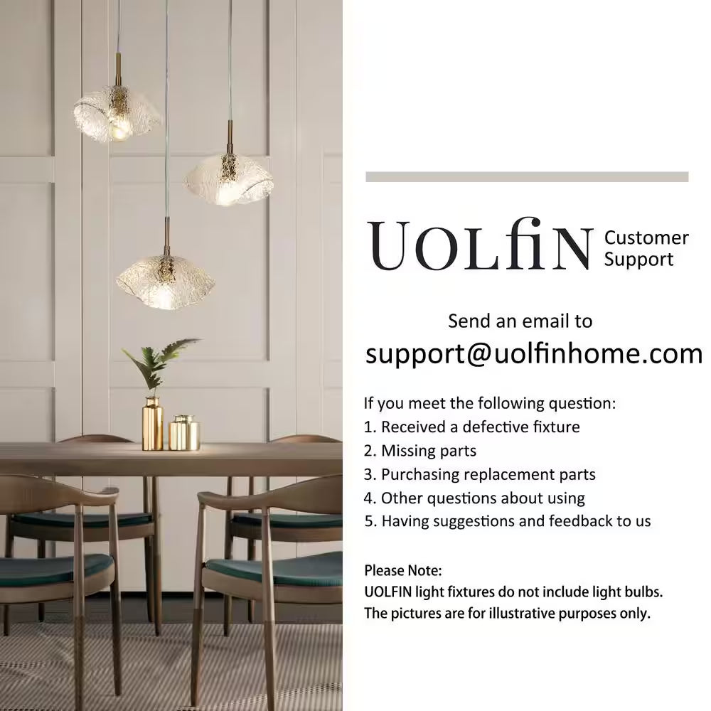 Mid-Century Modern Gold Kitchen Island Chandelier, 6-Light Glam Dining Room Ceiling Light with Icing Glass Strips