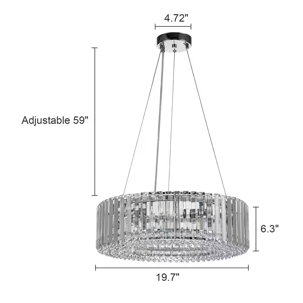 Orillia Contemporary 19.7 In. 6-Light Chrome Crystal Ring Chandelier