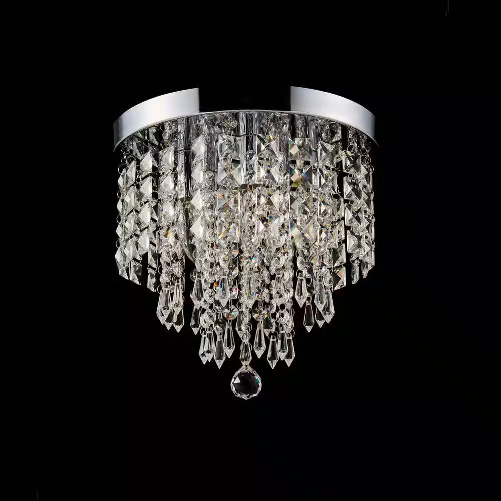 11 In. 5-Light Chrome Flush Mount Chandelier with K9 Crystals