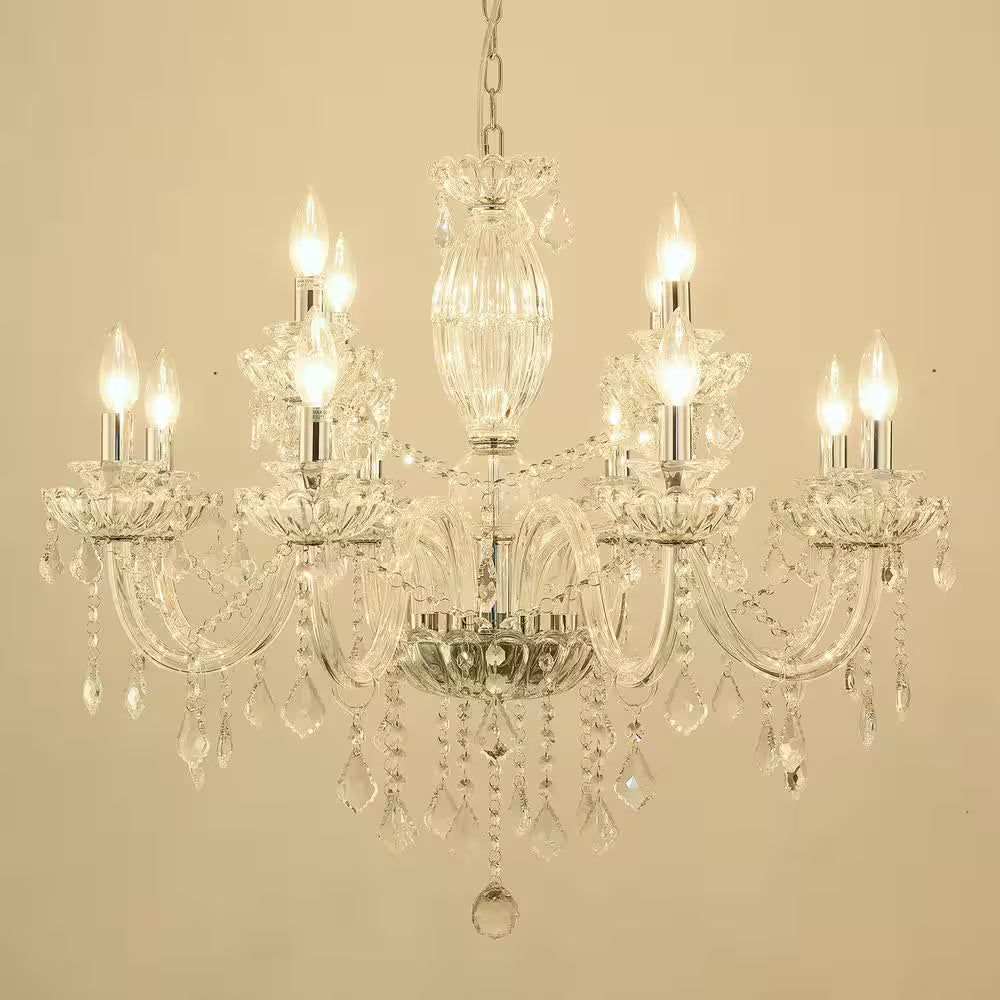 Atlanta 12-Light Clear Candle Style Traditional Chandelier with Crystal Accents
