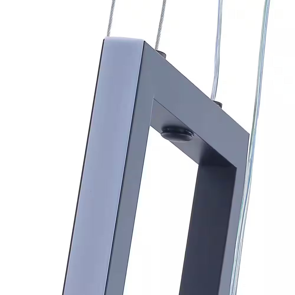 32-Watt 2-Light Square Black Integrated LED Pendant Light Adjustable Contemporary Chandelier