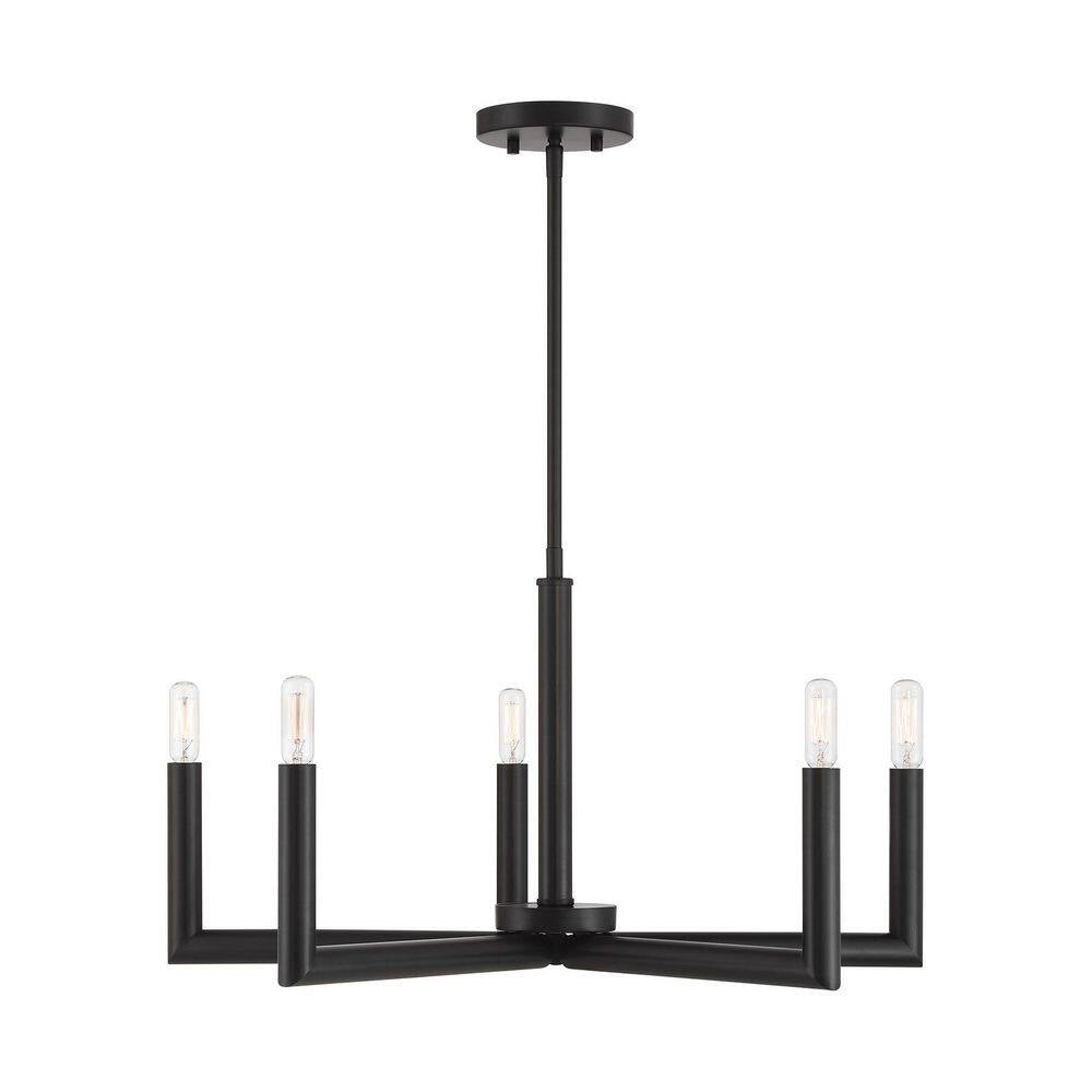 5-Light Matte Black Dimmable Contemporary Chandelier for Dining Room Kitchen Foyer