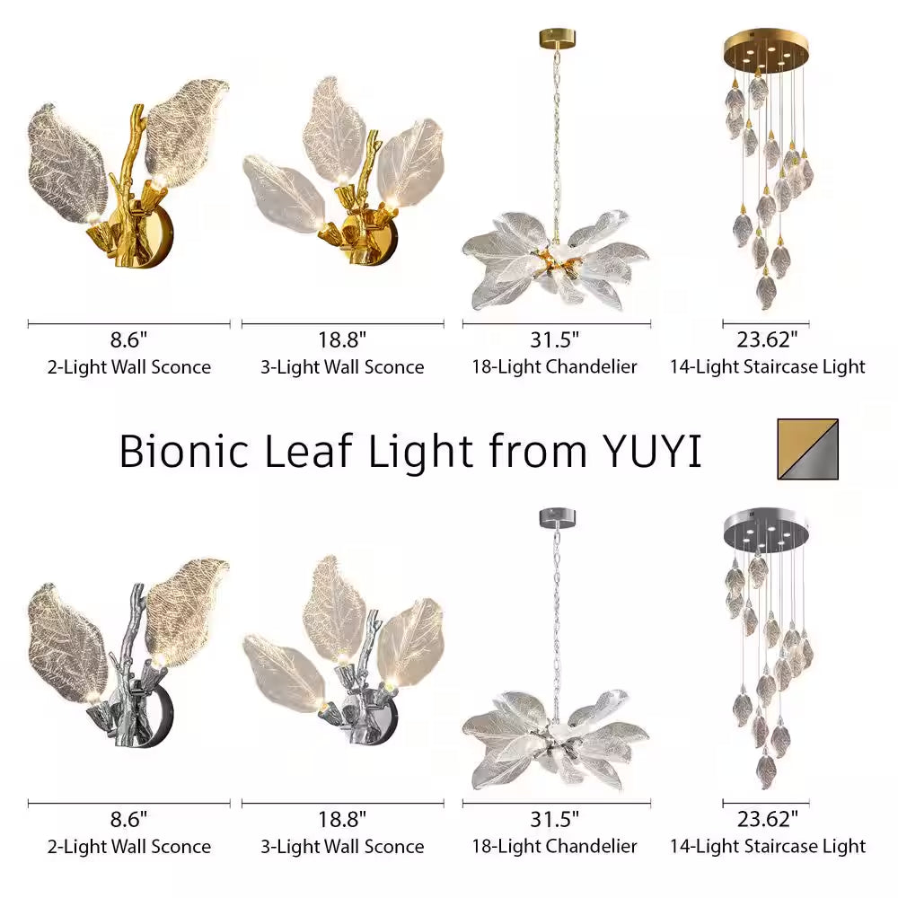 D31.5 In. 18-Light Silver Modern Chandelier, Crystal Leaf Chandelier for Bedroom, Dining Room, Living Room, Foyer