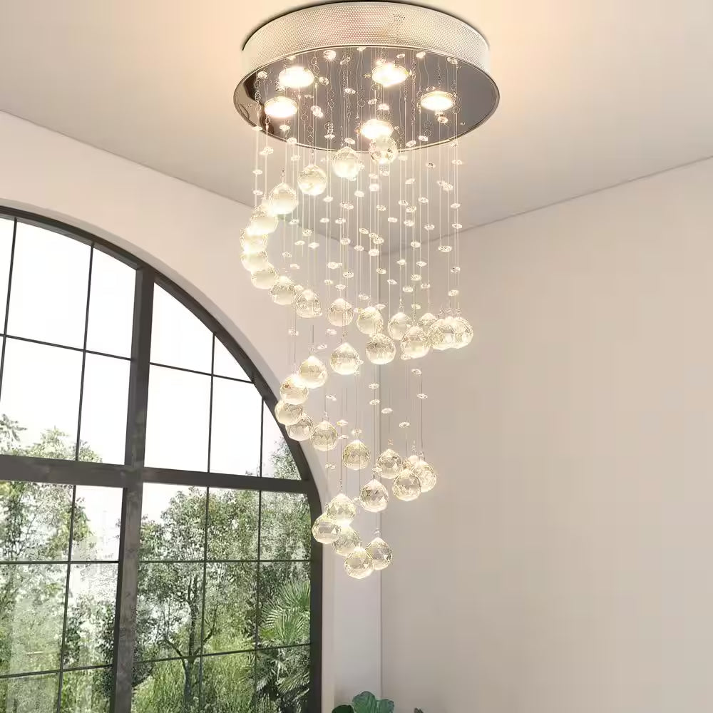 Albany 5-Light Clear Unique Tiered Chandelier with Crystal Accents