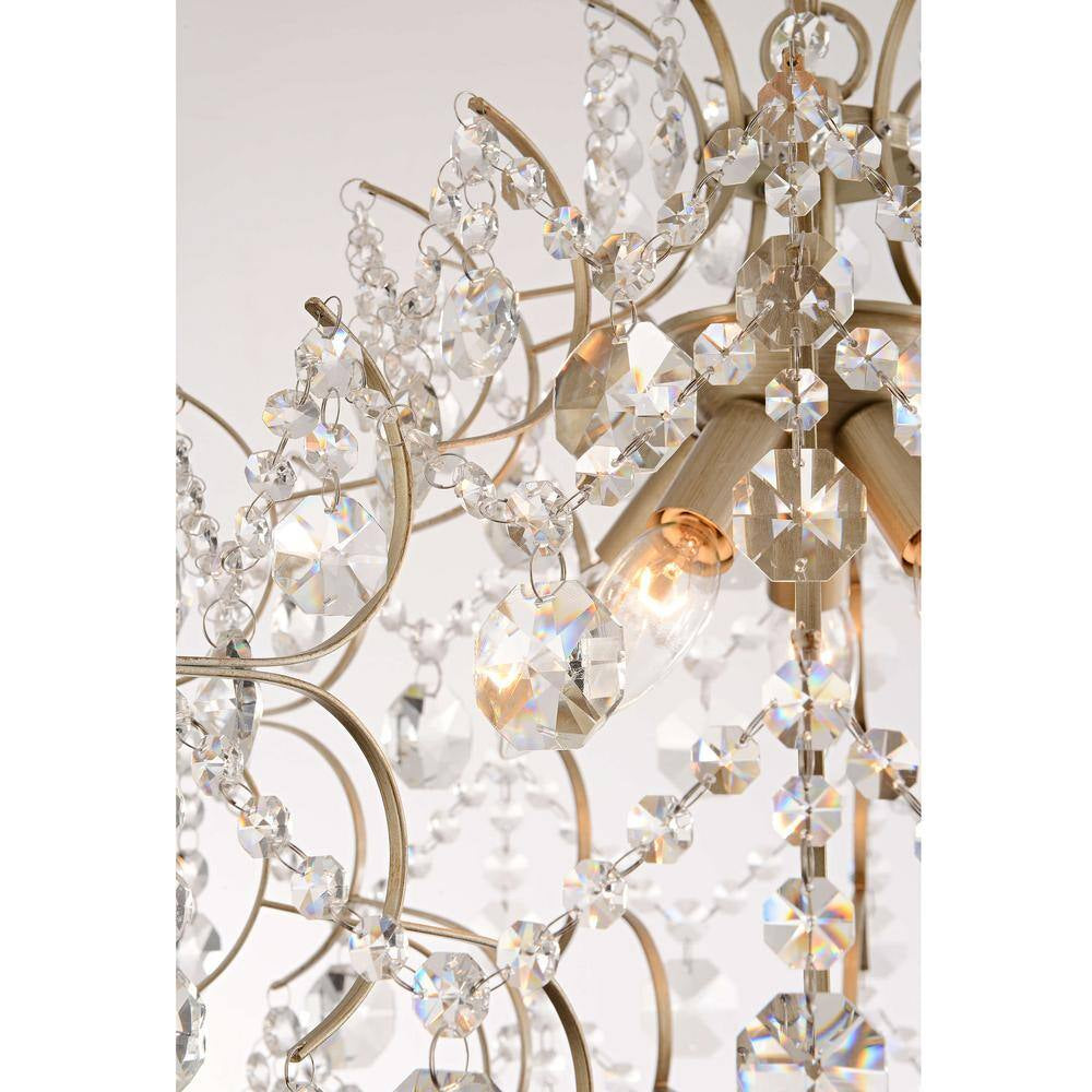Daisy 20 In. in Diameter Brushed Silver-Ish Champagne 5-Light Larger Crystal Chandelier
