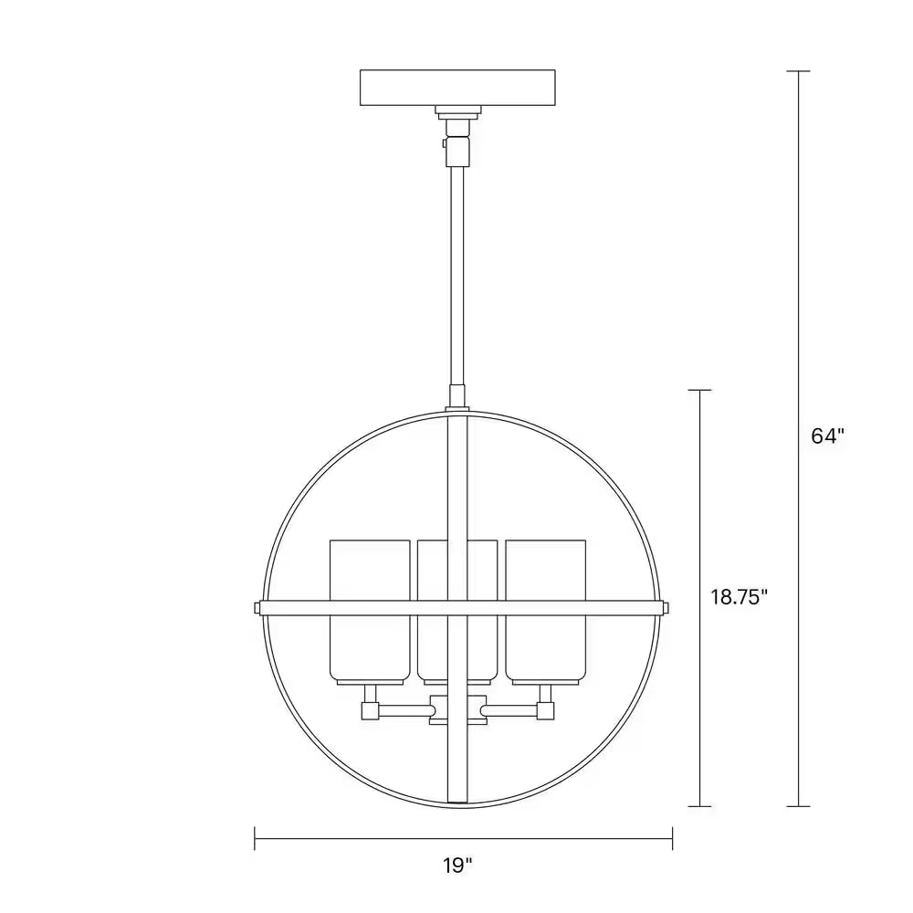 Alturas 3-Light Brushed Nickel Modern Dining Room Hanging Globe Chandelier with Etched White Glass