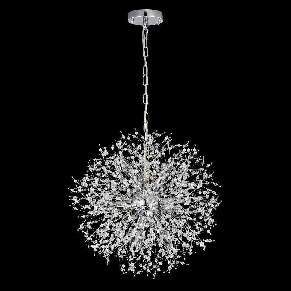 Garofano 9-Light Sputnik Modern Chrome Finish Globe Chandelier for Dining/Living Room, Bedroom, Foyer, Office