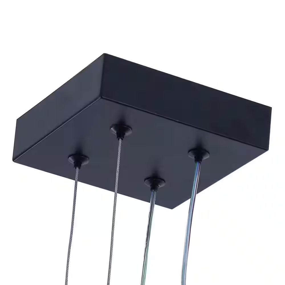 32-Watt 2-Light Square Black Integrated LED Pendant Light Adjustable Contemporary Chandelier