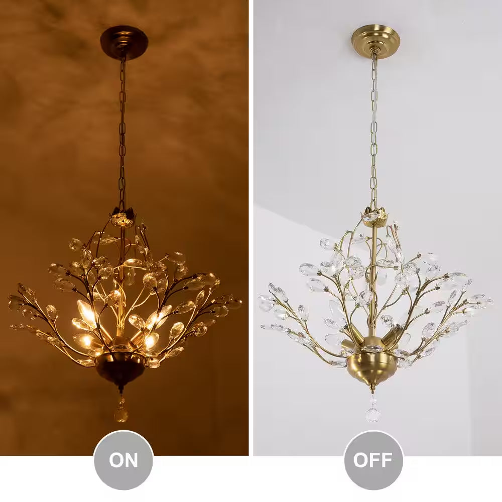 Chicago 4-Light Brass Unique Classic/Traditional Chandelier with Crystal Accents