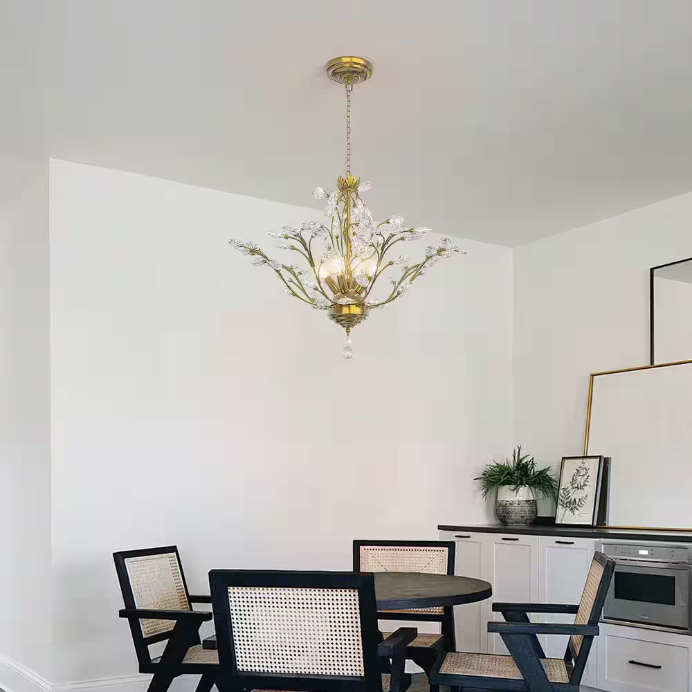 Chicago 4-Light Brass Unique Classic/Traditional Chandelier with Crystal Accents
