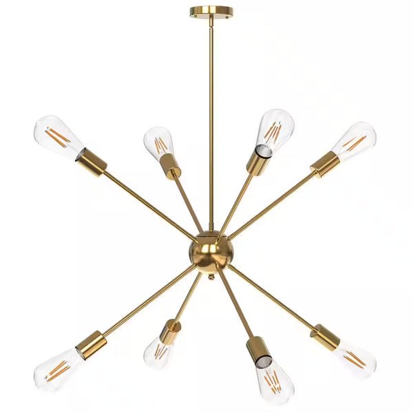 8-Light Gold Sputnik Chandeliers, Modern Ceiling Light Fixture, Farmhouse Chandelier, Kitchen Light Fixtures Pendant