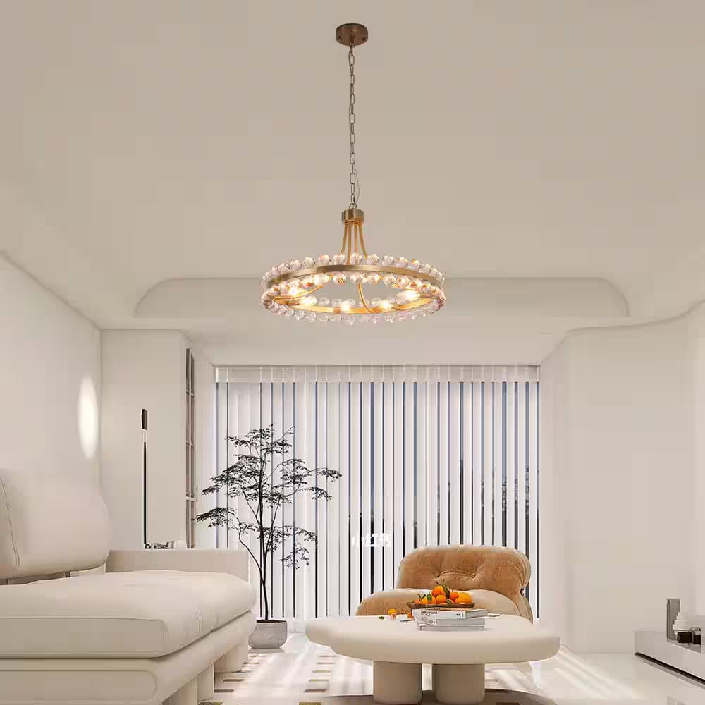 Jackson 8-Light Brass Unique Classic/Traditional Chandelier with Crystal Accents