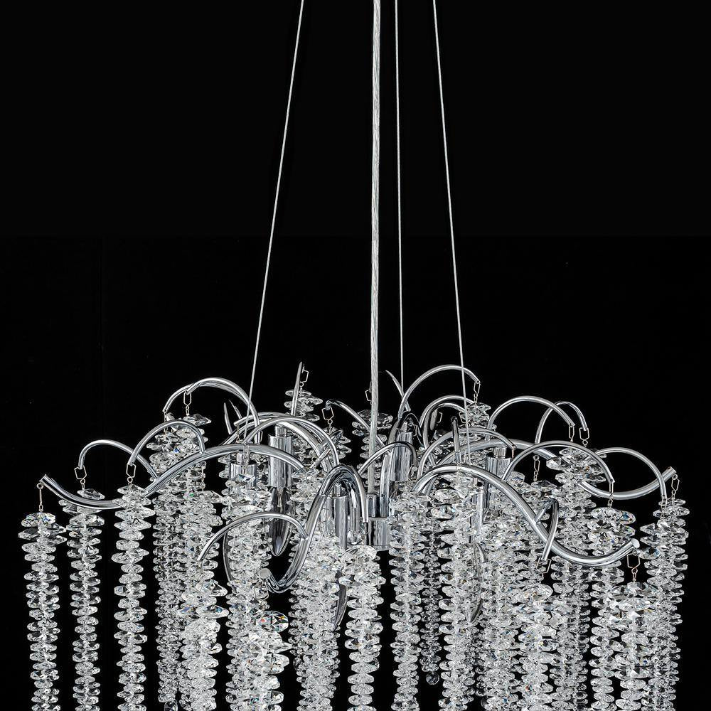 Theodora Modern Contemporary 6-Light Polished Chrome Chandelier with Hanging Crystal