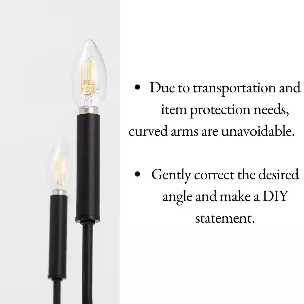 Industrial 6-Light Black Chandelier Classic Candlestick Island Light for Living Room, Kitchen Island, and Studio