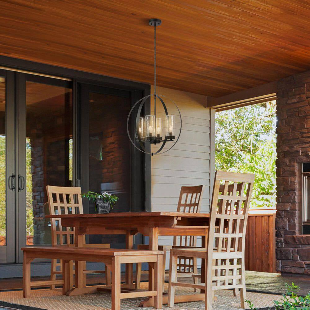 Reseda Modern 4-Light Bronze Outdoor Chandelier