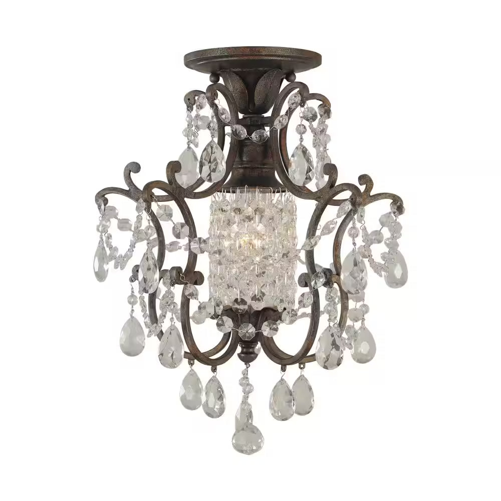 Maison De Ville 1-Light British Bronze French Country Classic Mini Crystal Candlestick Chandelier with Bead Accents