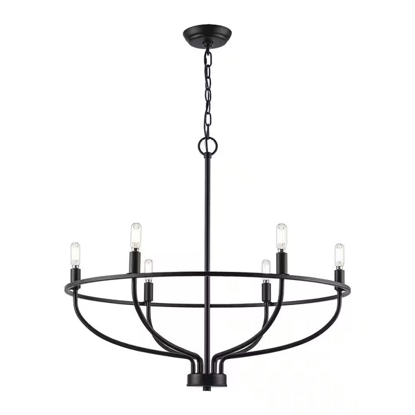 6-Light Black round Candle Chandelier Light Fixture