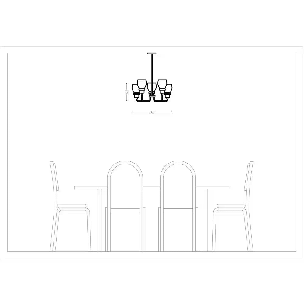 Belton 5-Light Bronze Transitional Industrial Hanging Chandelier with Clear Seeded Glass Shades