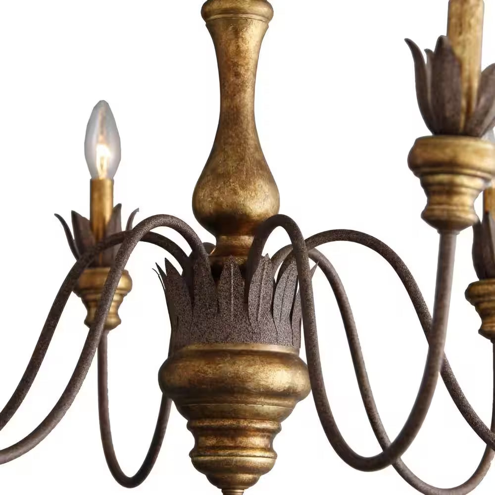 Luminfort 6-Light Bronze French Country Farmhouse Rustic Chandelier