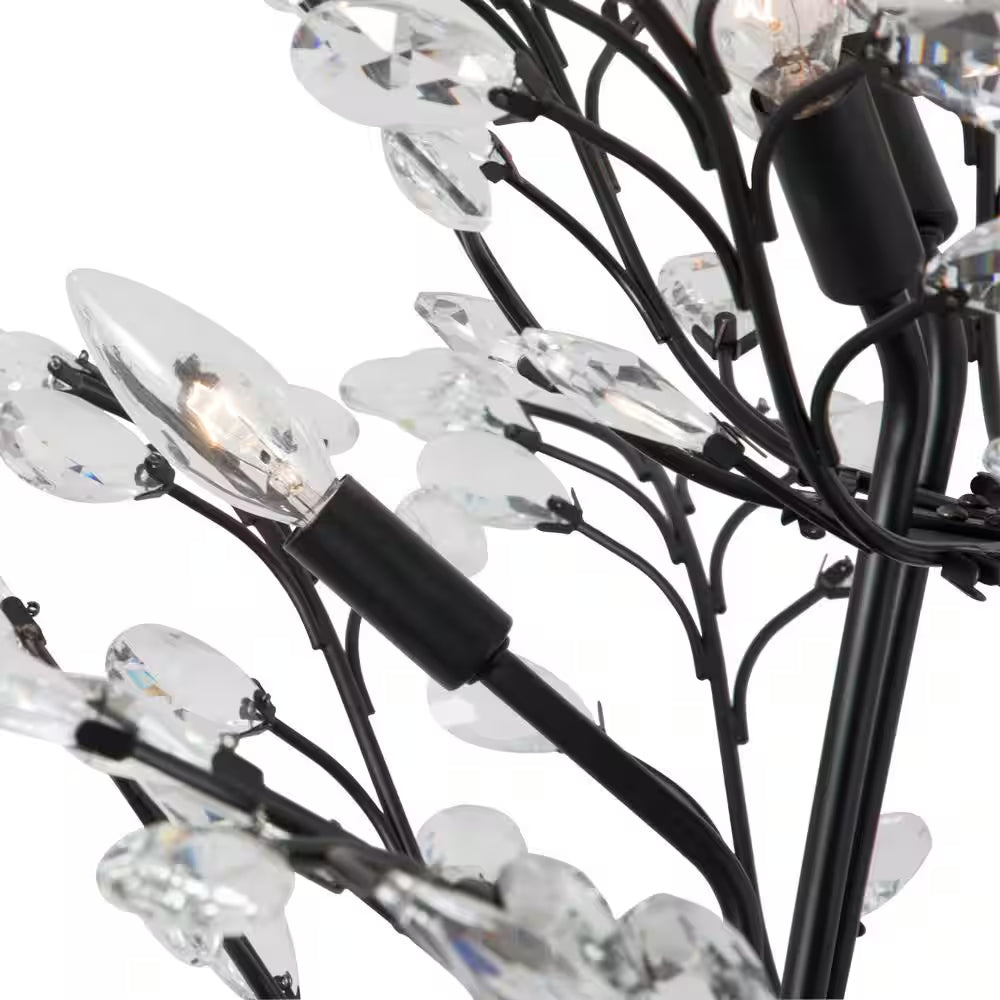 8-Light Unique Black Traditional Chandelier with Modern Crystal Accents