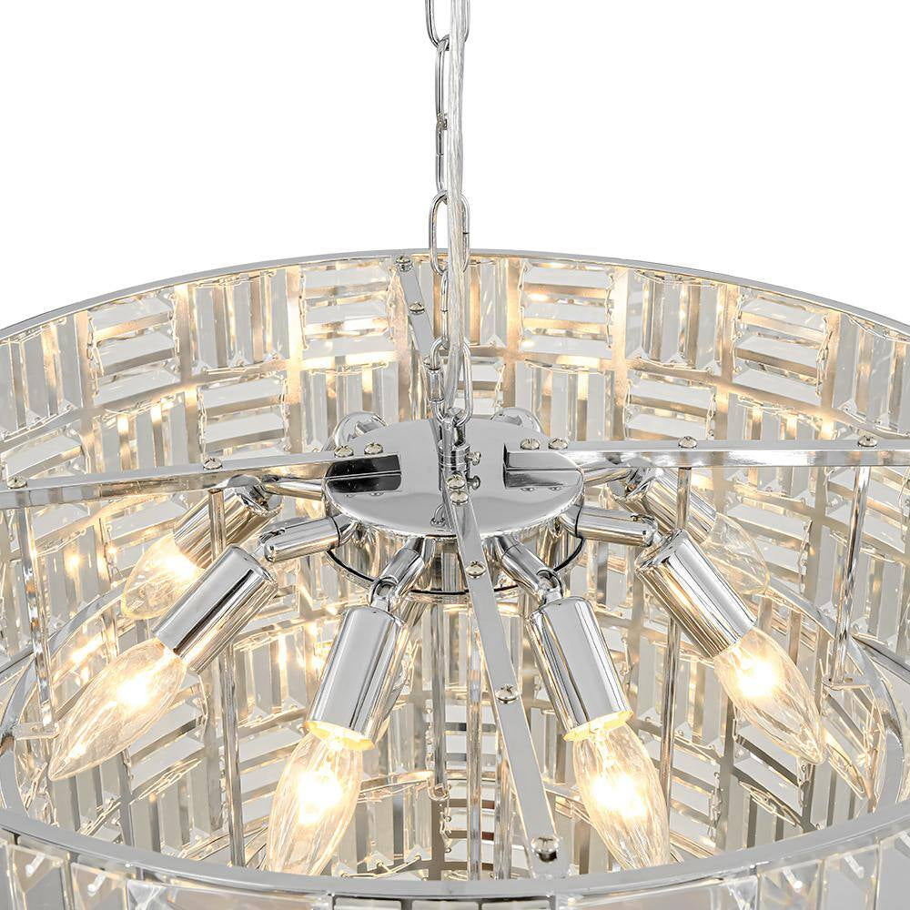 Luz 11-Light 3-Tier round Crystal Chandelier Chrome Finish round with Crystal for Living Room