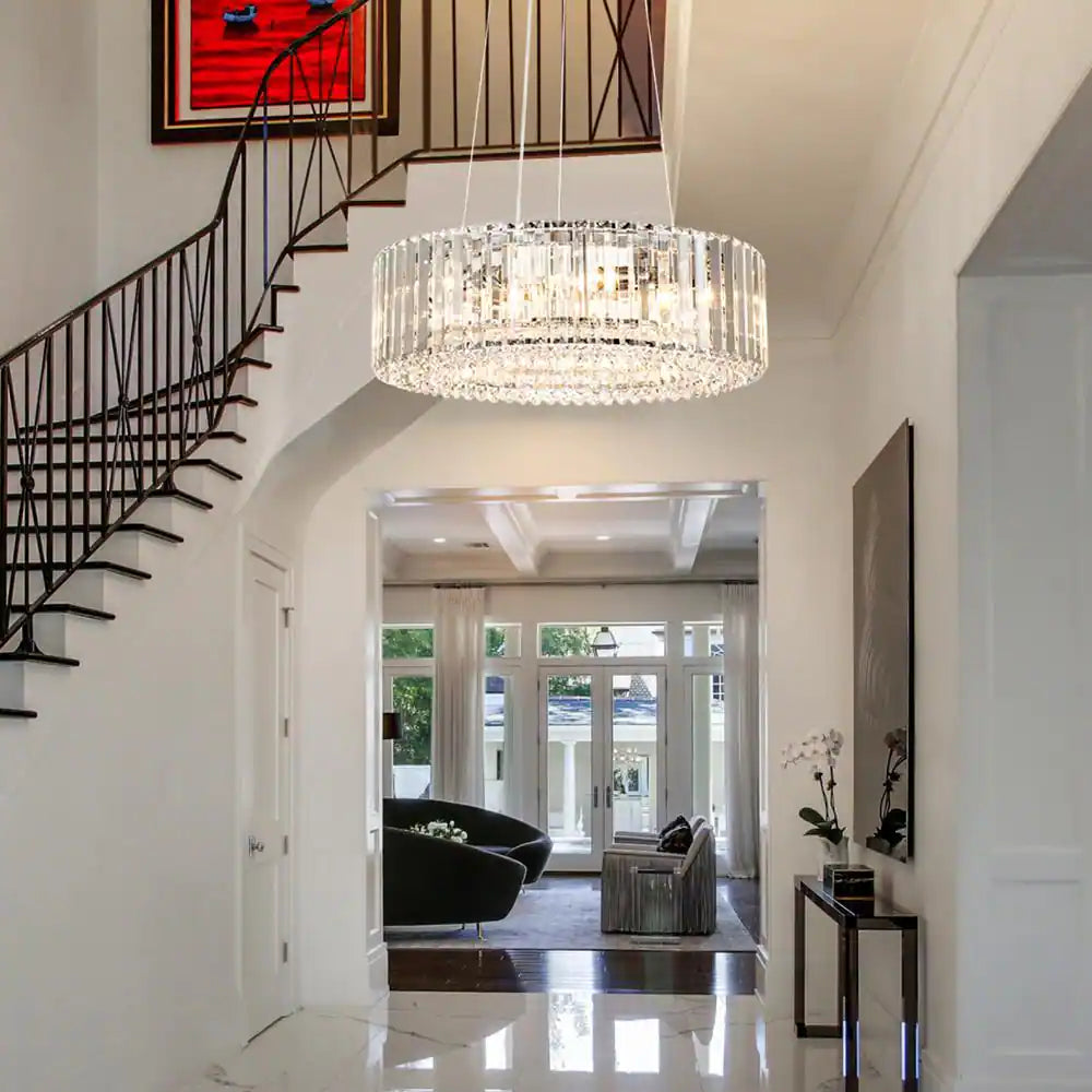 Orillia Contemporary 19.7 In. 6-Light Chrome Crystal Ring Chandelier