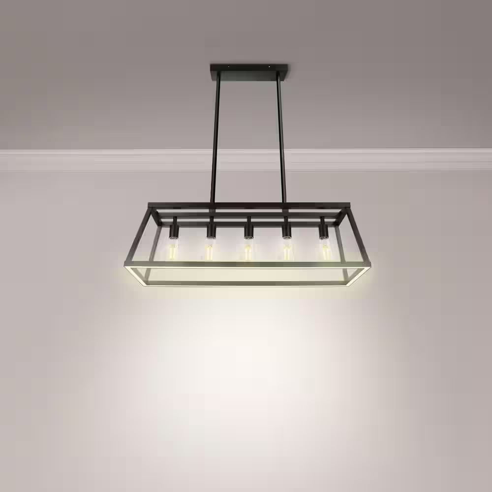 Katalyst 60-Watt 5-Light Matte Black Modern Adjustable CCT and 3-Light Modes Integrated LED Chandelier Light