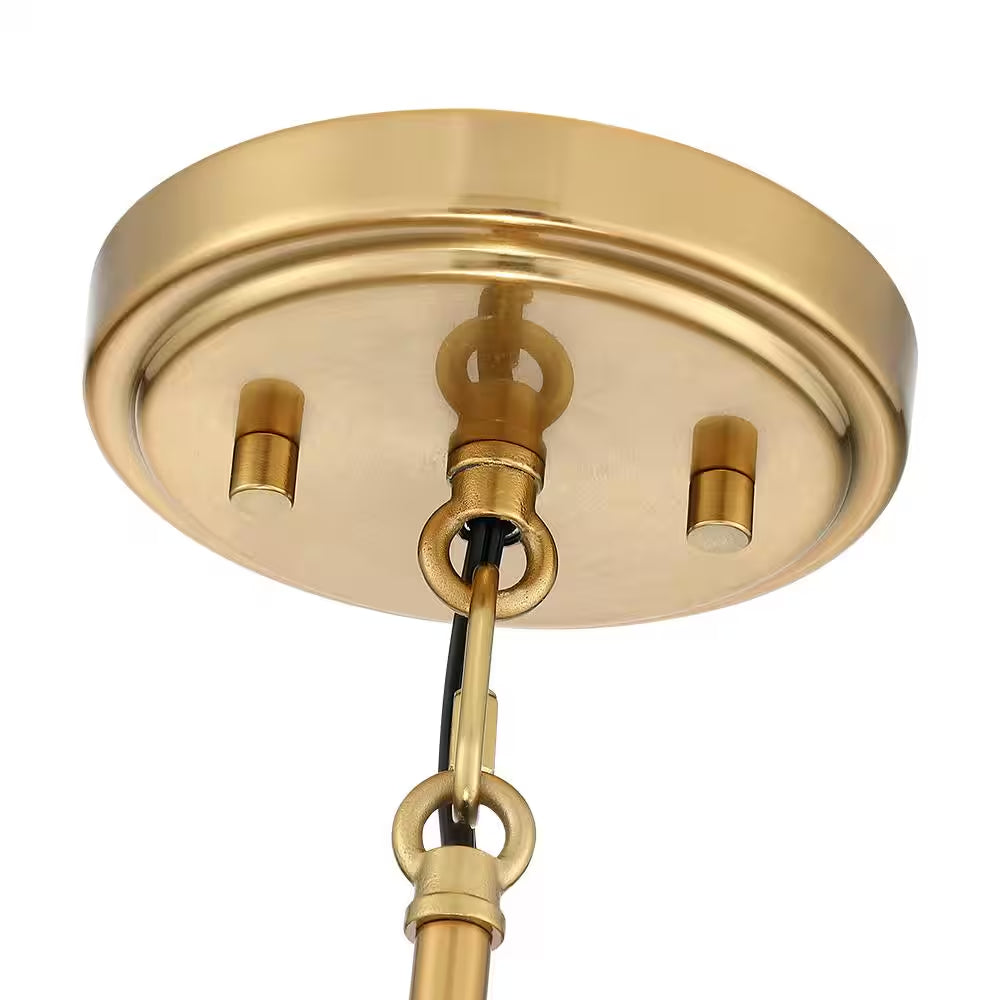 Piersan 26 In. 5-Light Brass Modern Bohemian Chandelier with Tiered Rattan Shade