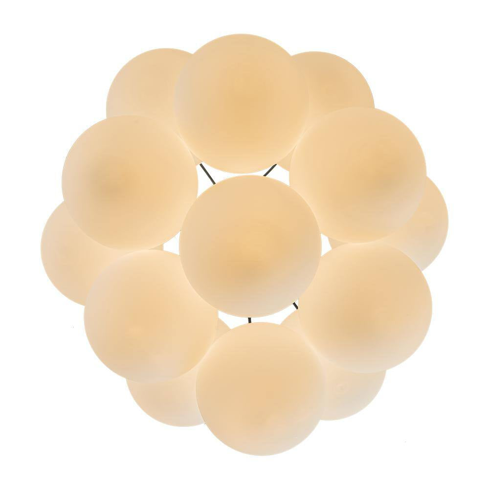 Galaxy Modern Globefoyer Chandelier 13-Light 19.7 In. W Antique Brass Cluster Bubble Chandelier with Opal Glass Shade