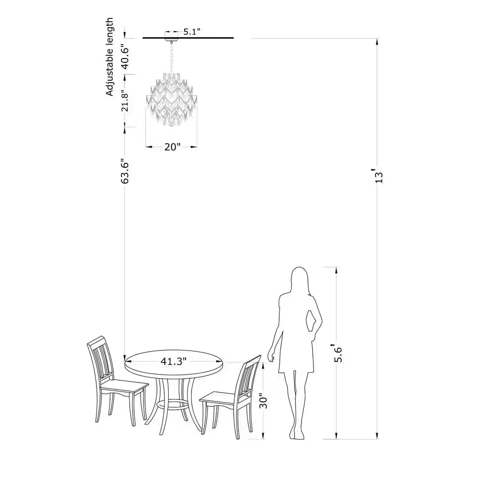 Daisy 20 In. in Diameter Brushed Silver-Ish Champagne 5-Light Larger Crystal Chandelier