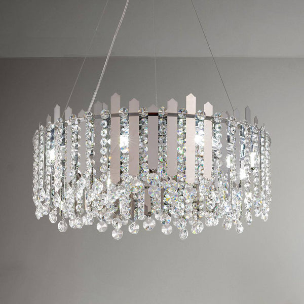 23.6 In. Modern 8-Light Chrome Crystal Chandelier Circle round 2-Tiers Chandelier for Dining Living Room Bedroom