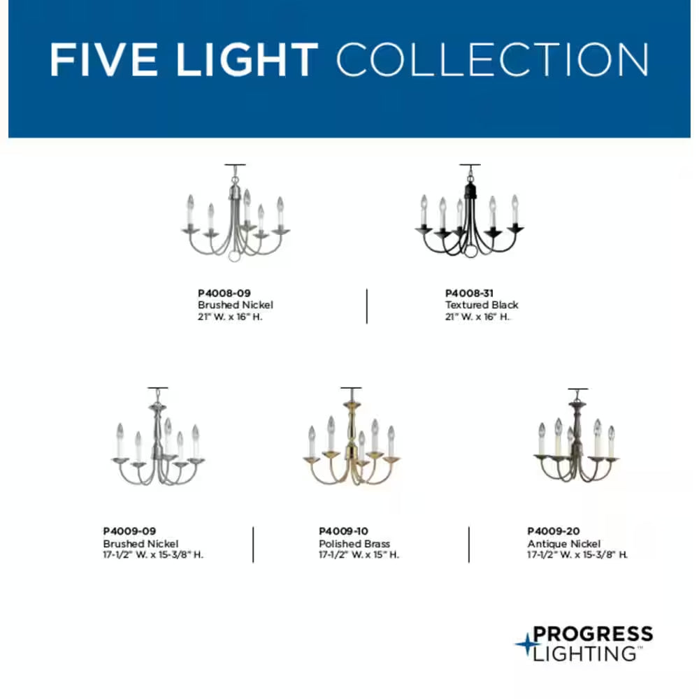Five-Light Antique Bronze Ivory Candles Traditional Chandelier Light