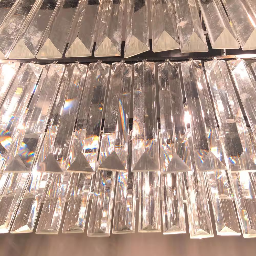 Modern 8-Light Rectangle Black Crystal Chandelier for Dinning Room