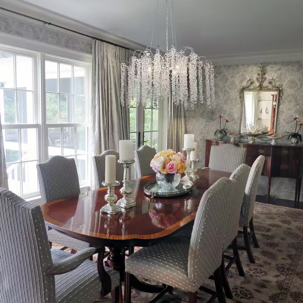Theodora Modern Contemporary 6-Light Polished Chrome Chandelier with Hanging Crystal