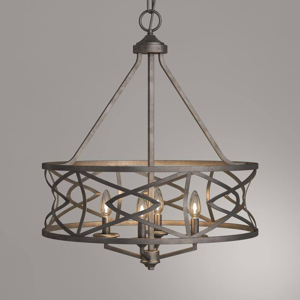 4-Light Vintage Antique Silver Chandelier
