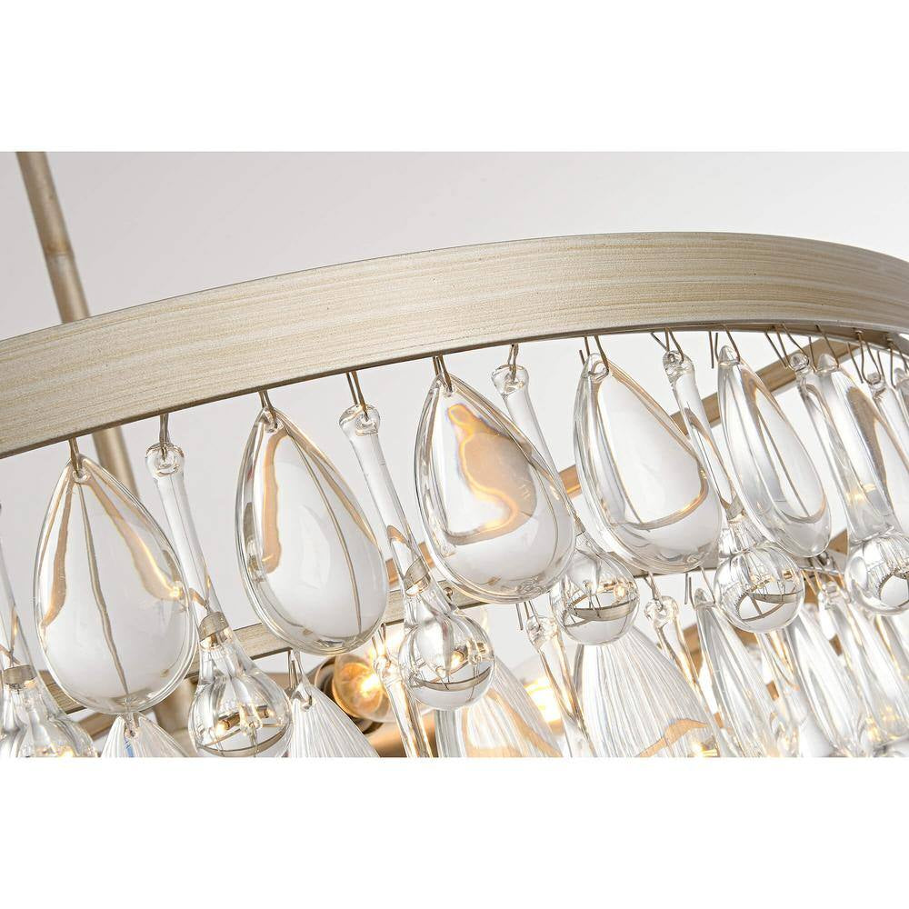 Adela 24 in Dia Brushed Champagne Silver Finish Crystal 6Light Chandelier