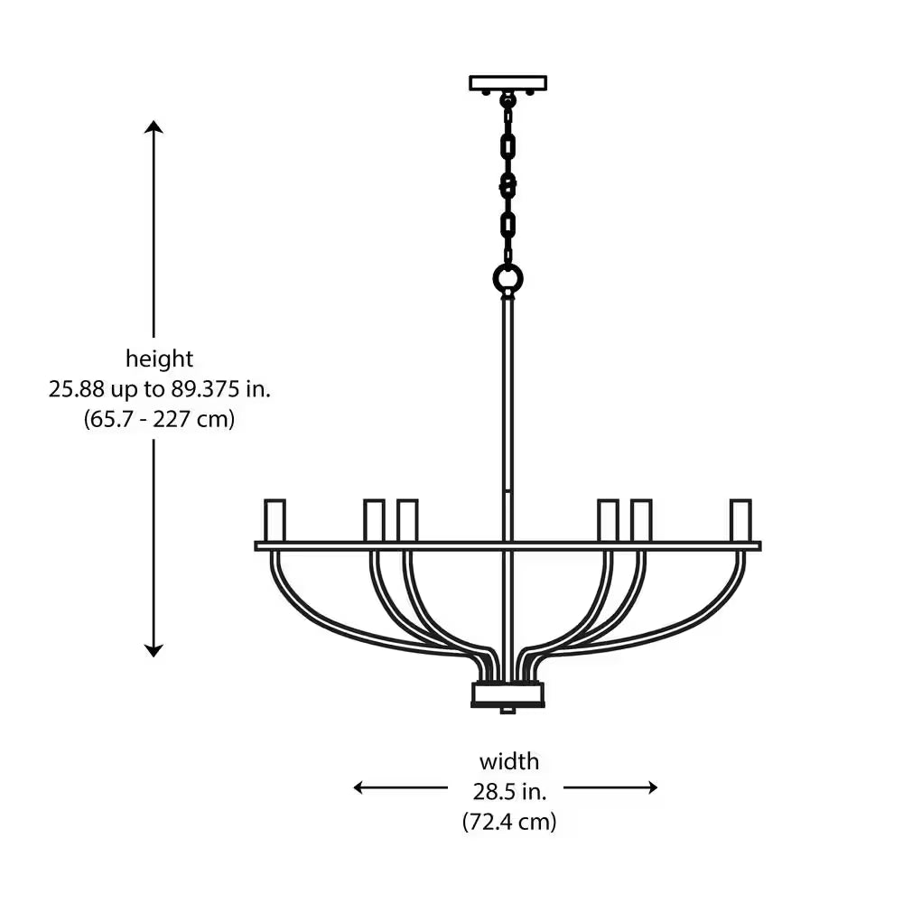 6-Light Black round Candle Chandelier Light Fixture