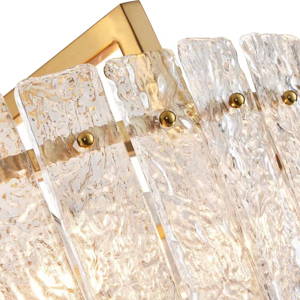 6-Light Gold 25.6In Modern Glass Shade Chandelier for Dining Room