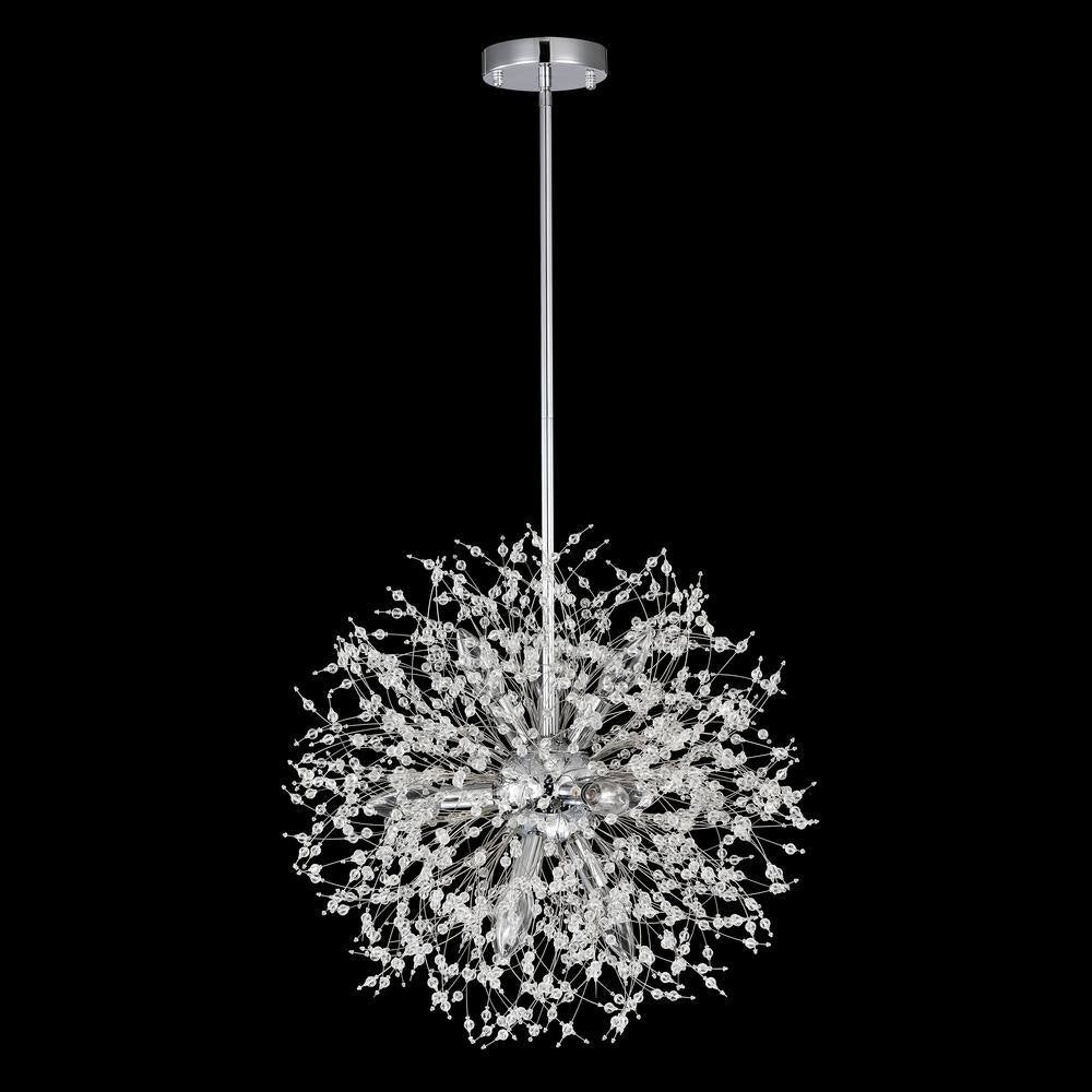 Garofano 9-Light Sputnik Modern Chrome Finish Globe Chandelier for Dining/Living Room, Bedroom, Foyer, Office
