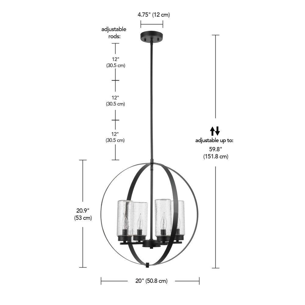 Reseda Modern 4-Light Bronze Outdoor Chandelier
